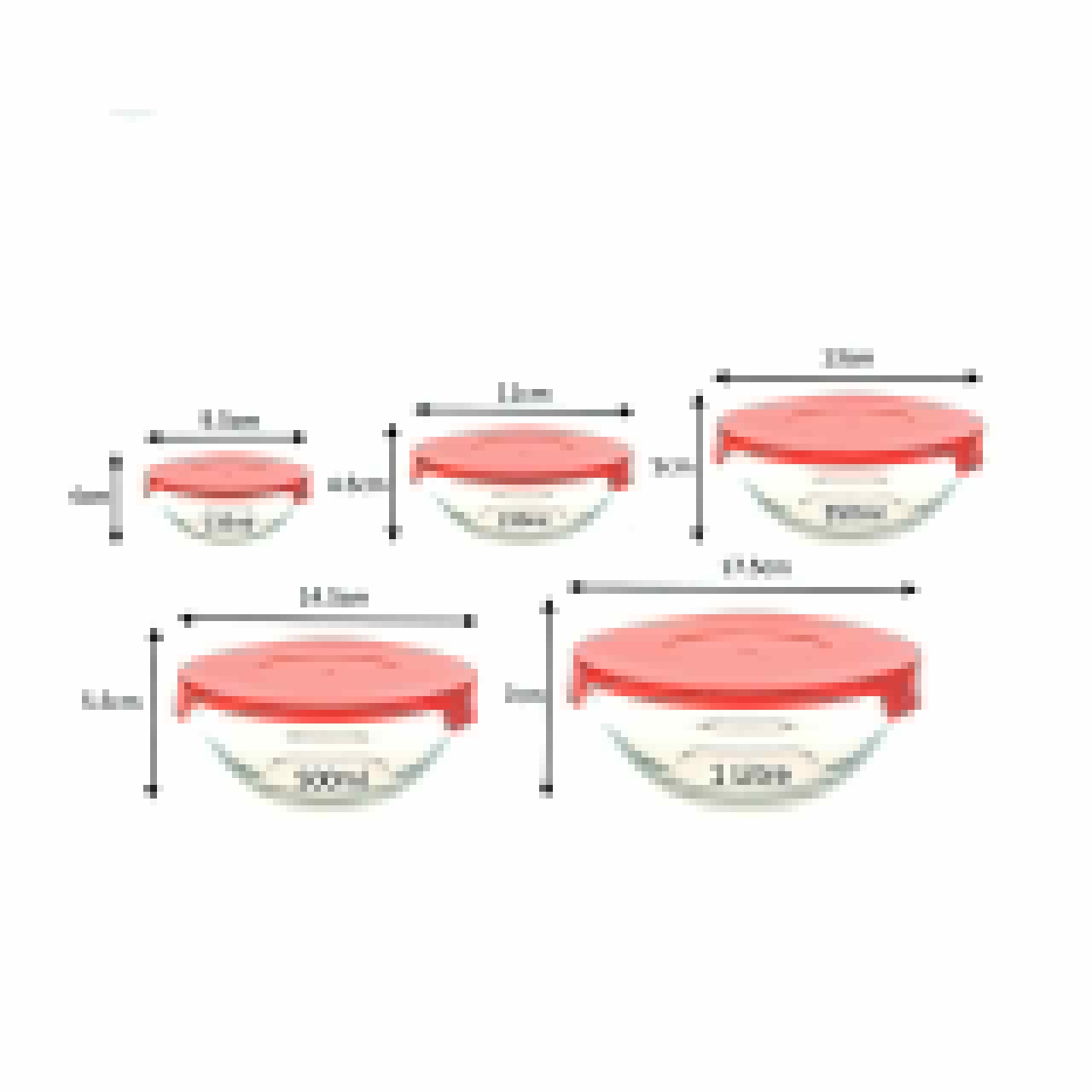  Bowl Set Red Cherry 5 Pieces 808 
