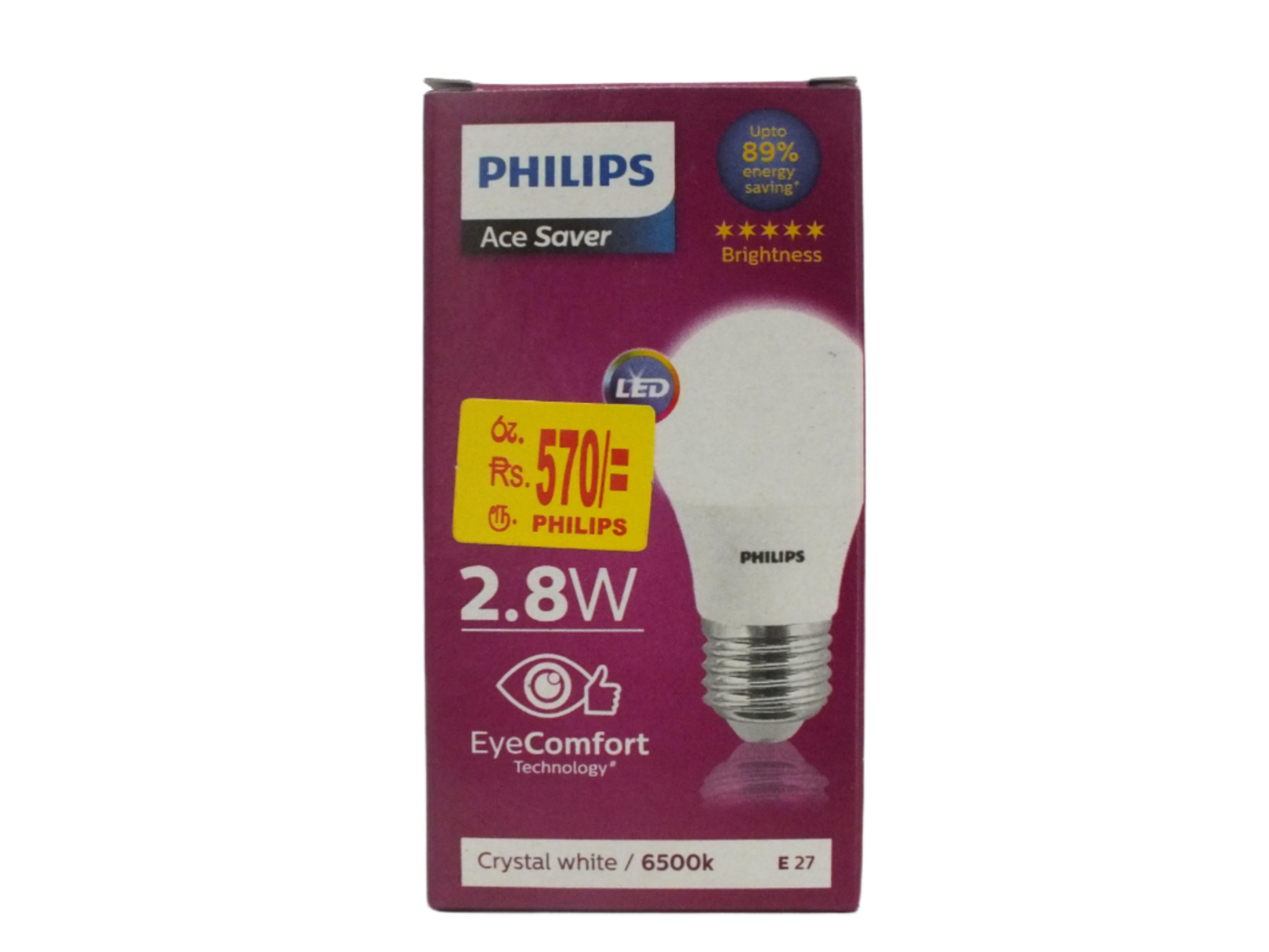 6500k E27 Bulb / PHILIPS Ace Saver 2.8W Eye Comfort Crystal White