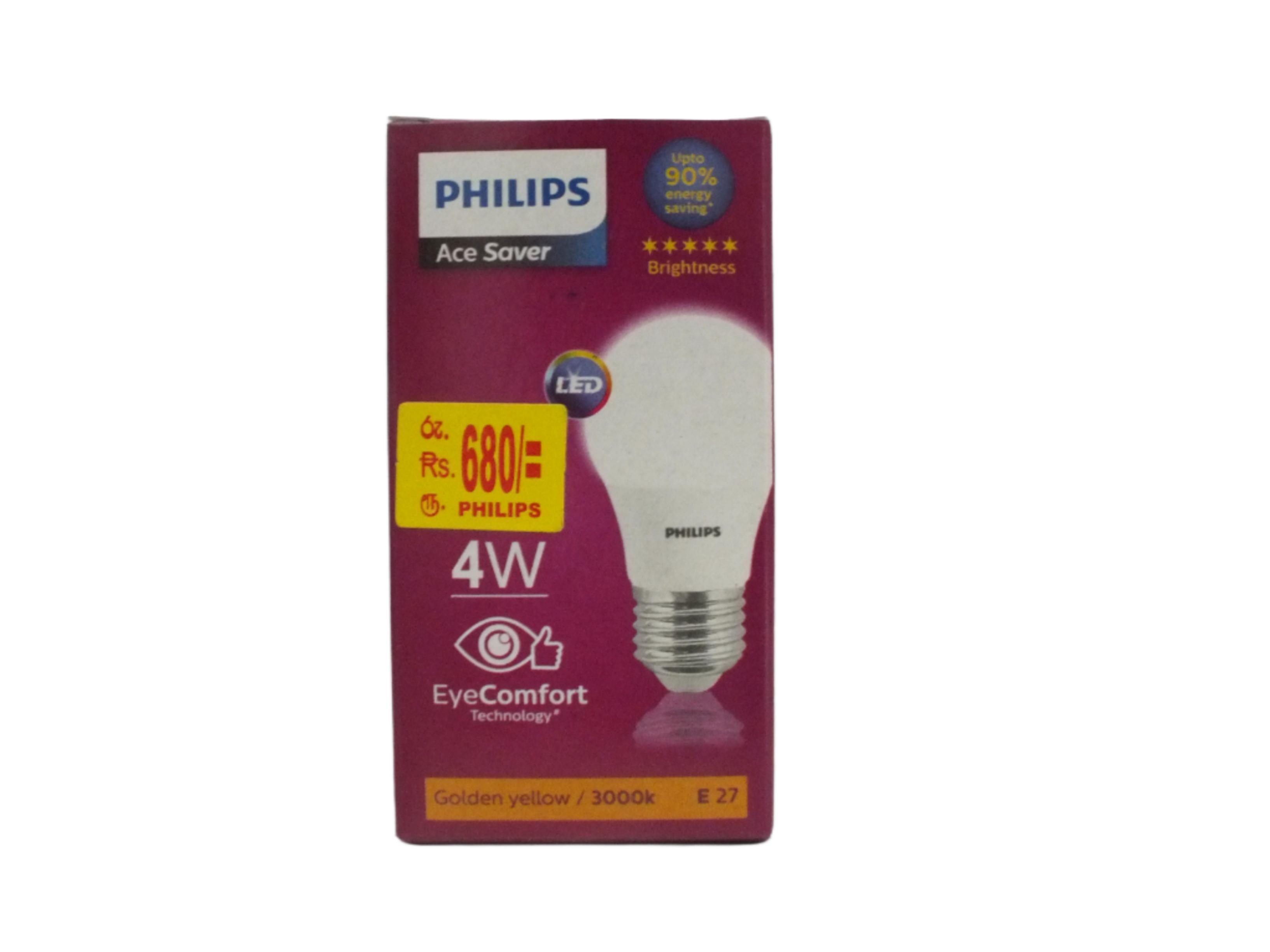 Screw Type Bulb  300k E27 / PHILIPS Ace Saver 4W Eye Comfort Golden Yellow