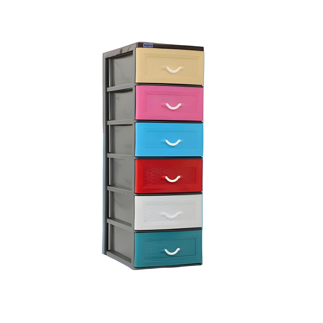 PLASTIC MULTI-COLOURED CUPBOARD ( 6 DRAWER )