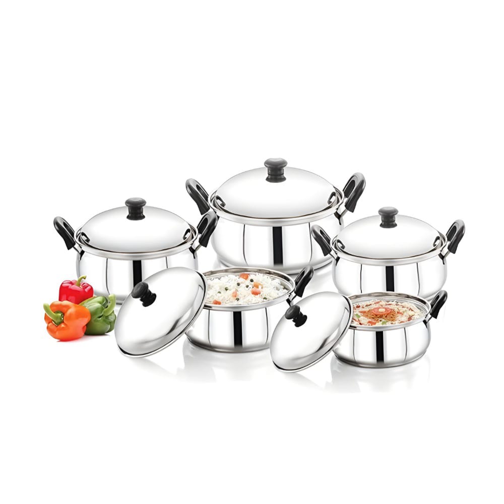 Cook And Serve Handi Set- Stainless Steel 5Pcs