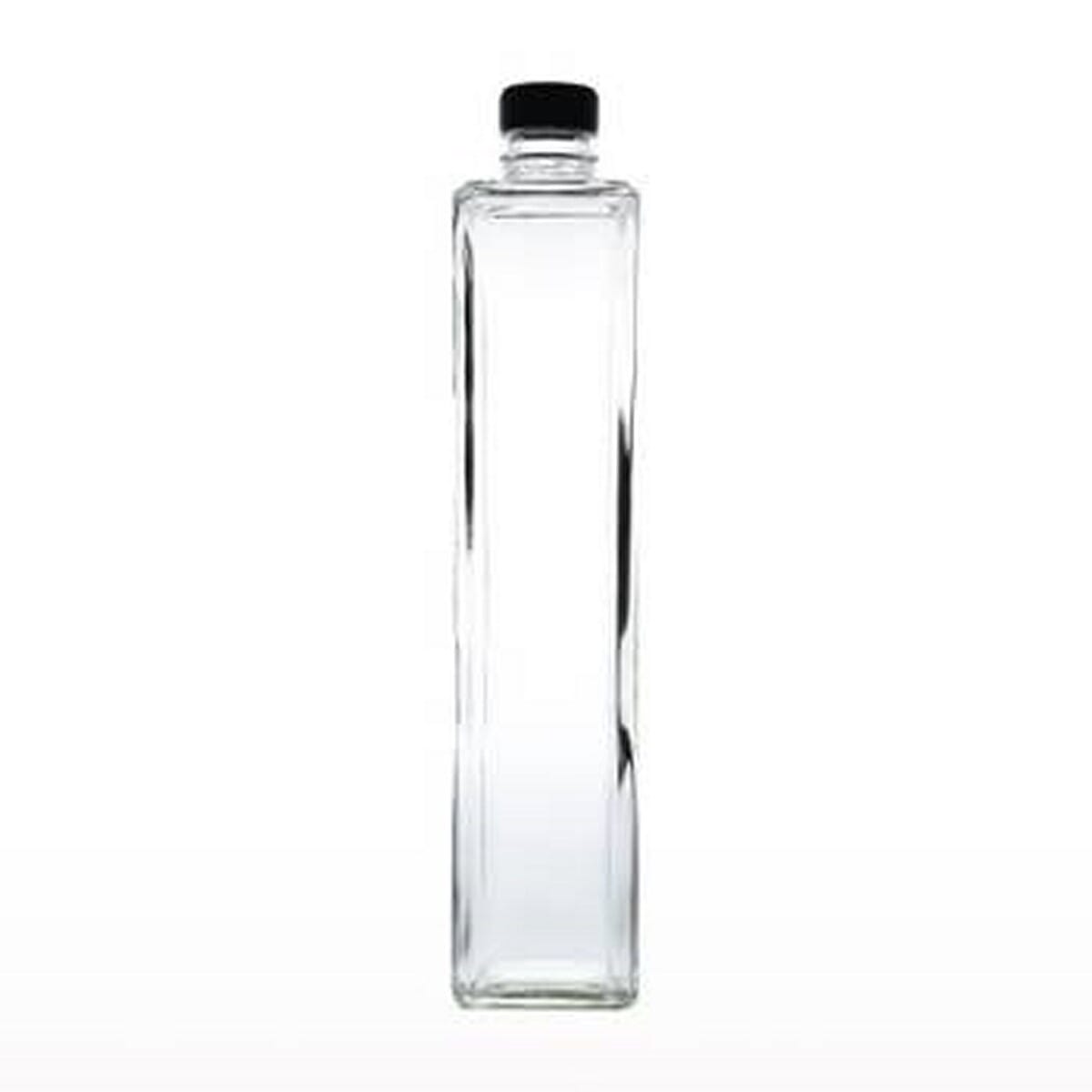 Glass water bottle One 375ml square shape with black cap (MUN-1123260)