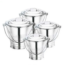 Storage Bucket, Mudi Bucket Stainless Steel Food Storage With Lid-4 pcs  (MUN-1111510)