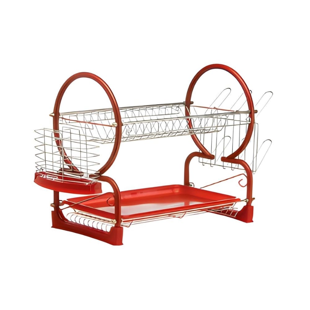 Premier Housewares 2 Tier Dish Drainer with Cutlery Holder and Drip Tray - Red (1117595)