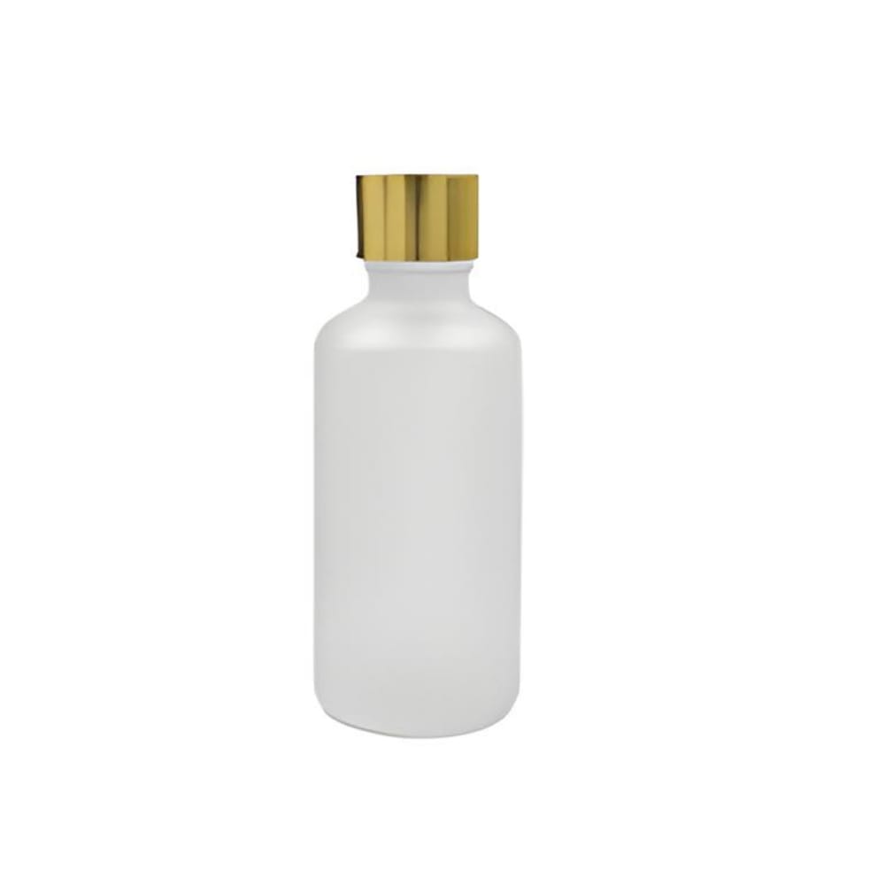 200ML White Square Plastic Bottle With Gold Disc Top (MUN-1114389)