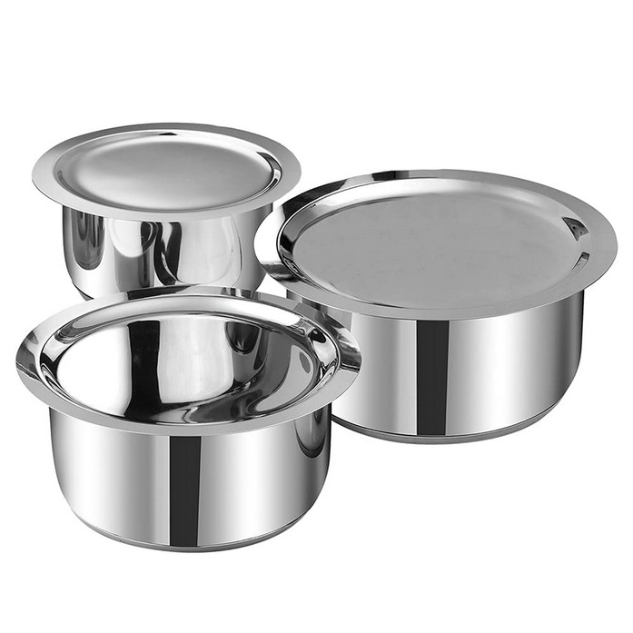 Cookware Tope Set  Stainless Steel 3 pcs  (MUN-1119609)