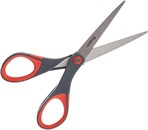 Scotch Precision Scissors 8 in (20 cm), 1 scissors/pack | Stainless Steel Blades | Red and Grey colo