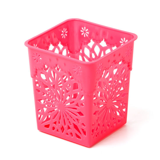 Cute Plastic Hollow Floral Design Colorful Pencil Holder, Pen Holder, Pencil Cup(MUN-1123122)