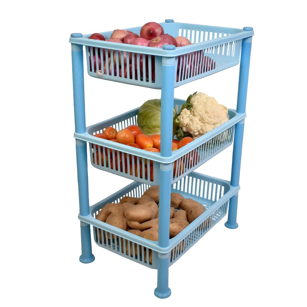 Plastic 2 Pieces 3 Layer Multi-Purpose Kitchen Storage Basket Rack (MUN-1122273)