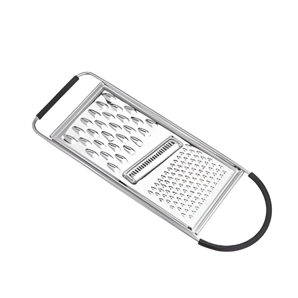 Amazon Basics Rectangular Stainless Steel Flat Cheese Grater with Non-Slip Handle and Base, Black (M