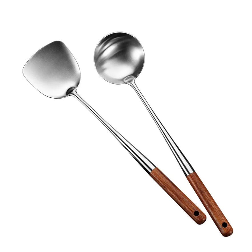 17 Inch Stainless Steel Cooking Wok Spatula Iron and Soup Spoon (MUN-1118512)