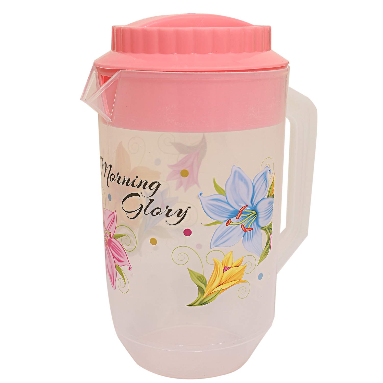 Kuber Industries Floral Design Plastic Water Jug, Pink(MUN-1113259)