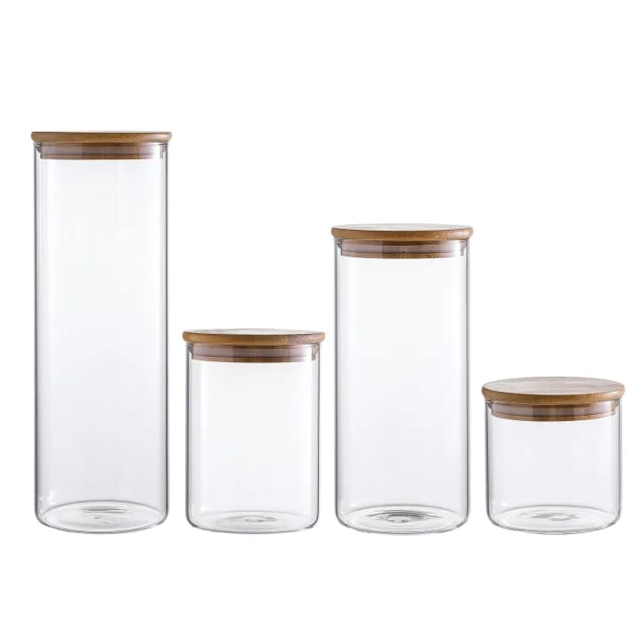 4pcs Glass Jar  with Bamboo Lid (MUN-1122797)