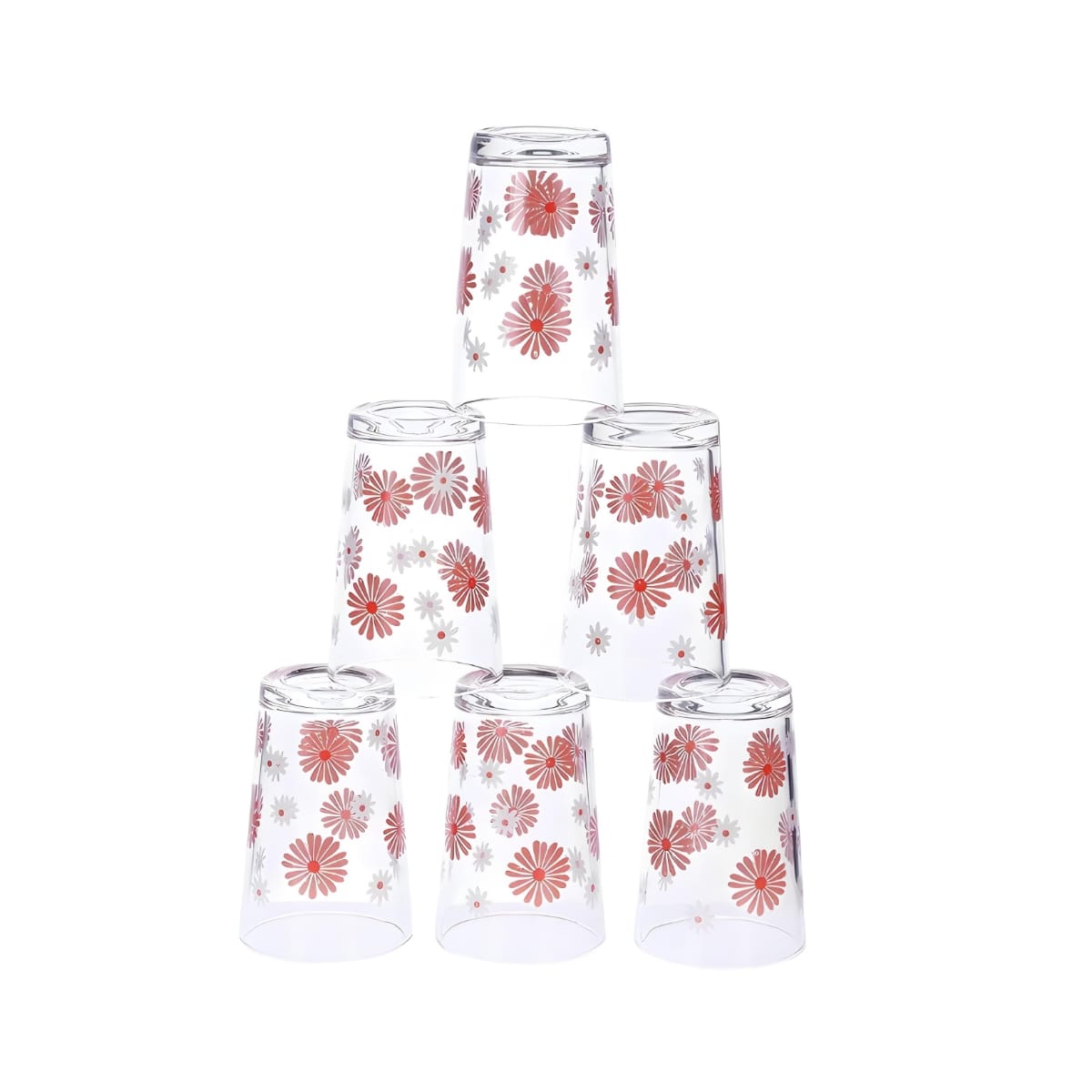 Custom Flower Printed Drinking glass 6pcs  (MUN-1122885)