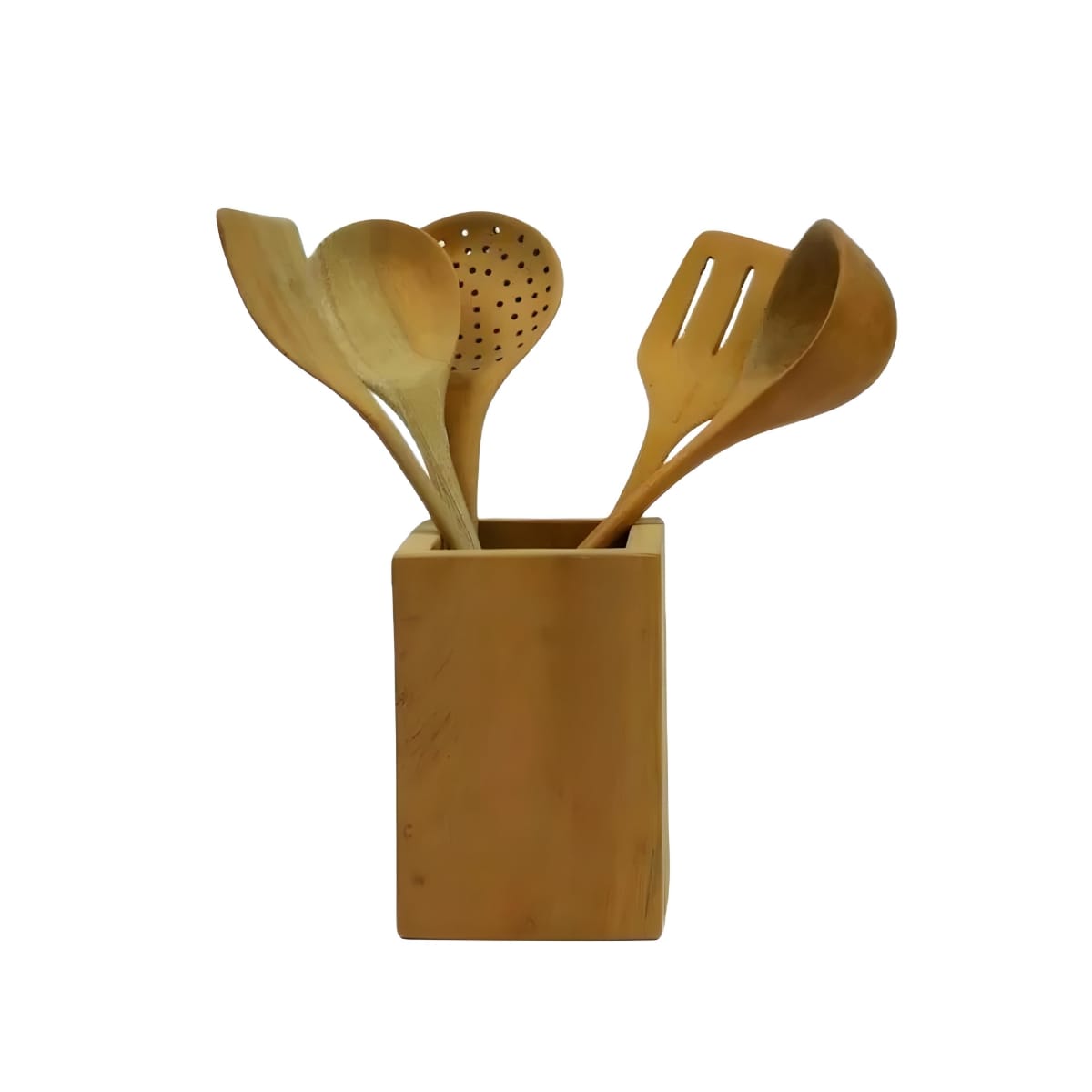 Wooden Handmade Spoon & Holder Set (MUN-1120940)