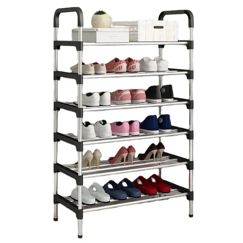 Simple 6 Layer Steel Pipe Armrest Shoe Rack (MUN-1145454)