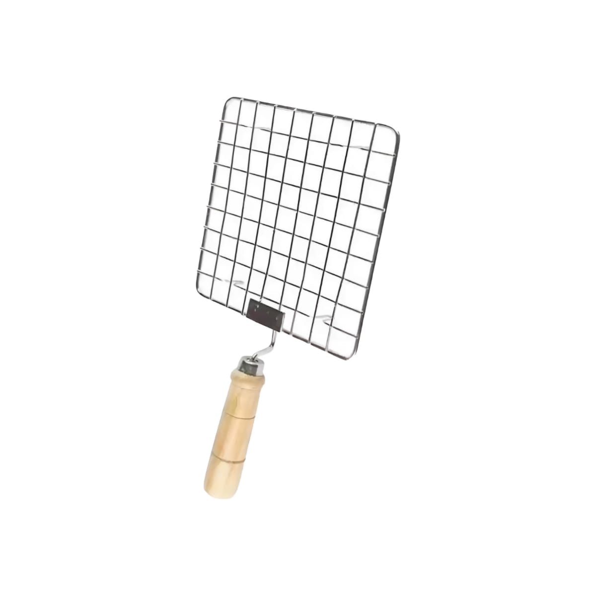 Square Big Barbecue Griddles Net Stainless Steel Wooden Handled  (MUN-1118879)