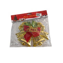 Bell shaped perforated christmas decoration with bowtie (XMS 003)