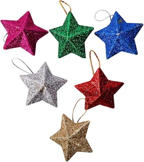 Set of 6 Stars Christmas decoration - Multi color (XMS 006)