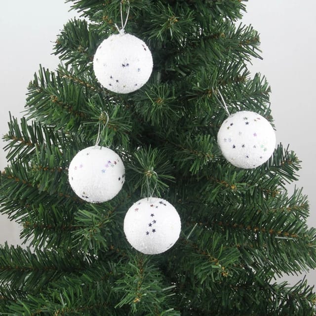 White Shatterproof Christmas Ball Ornaments (XMS 007)