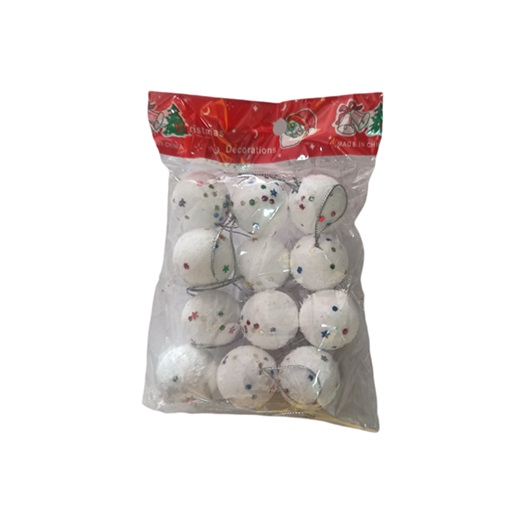 White Shatterproof Christmas Ball Ornaments (XMS 007)