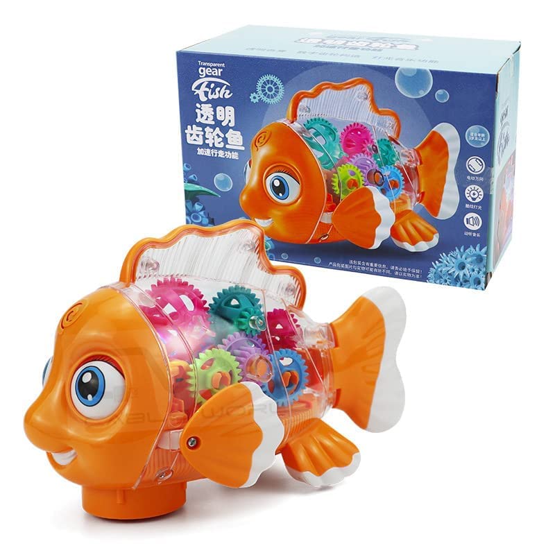 Transparent Mechanical Gear Fish Toy (FSH 001)