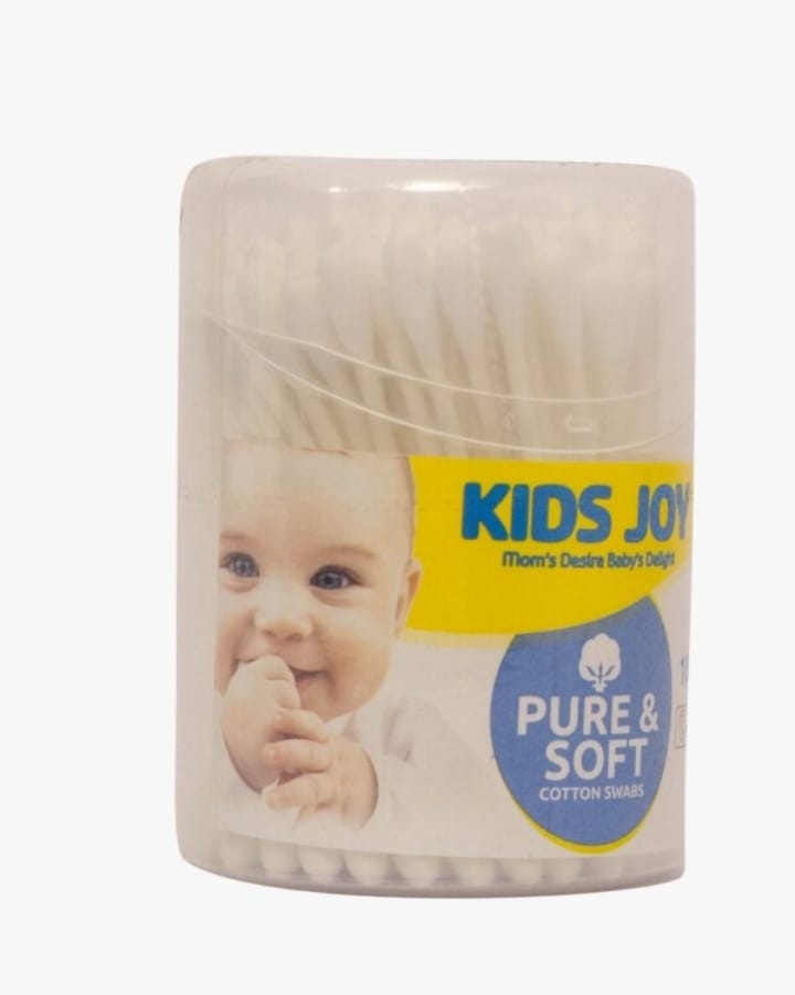 Cotton Bud/ Kids Joy 100 Cotton Buds Plastic Cannister