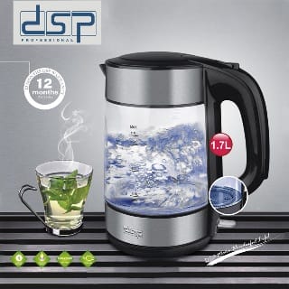 Electric Glass Kettle with 304 Stainless Steel, Blue LED Indicator Light DSP 1.7L  (MUN-112