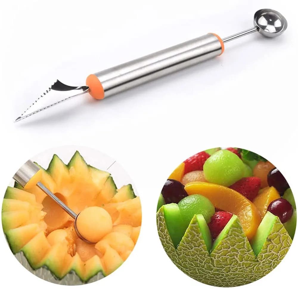 Scoop and Fruit Carving Knife, Stainless Steel Dual-Purpose Salad Spoon, Baller Cutter  (MUN-1117853