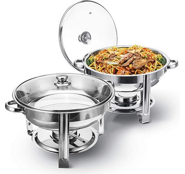 Chafing Dishes for Buffet Set with Glass Lid & Lid Holder (MUN-1112983)