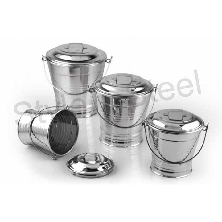 Storage Bucket, Mudi Bucket Stainless Steel Food Storage With Lid-4 pcs  (MUN-1111510)