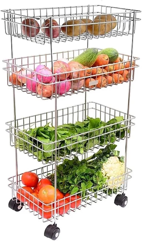 Modern Kitchen Storage Rack Trolley Stainless Steel (MUN-1123323)