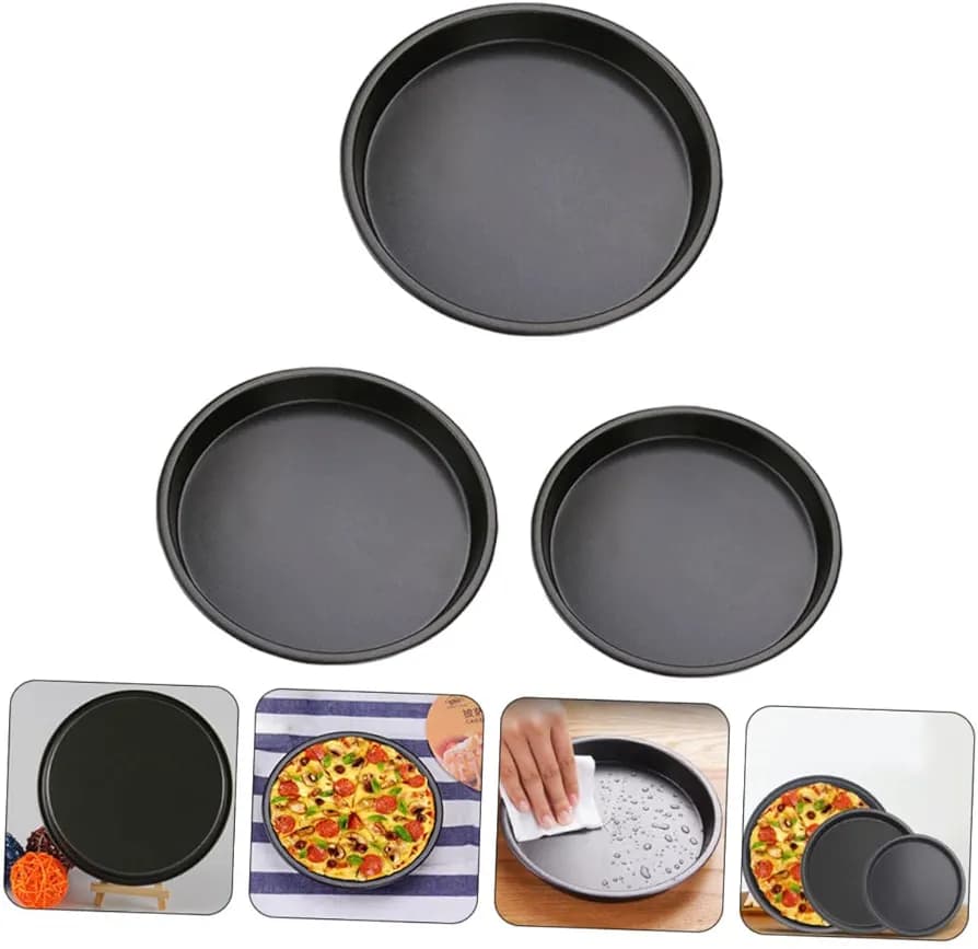 Non-Stick Pizza Baking Tray Round 3pcs Set  (MUN-1123628)