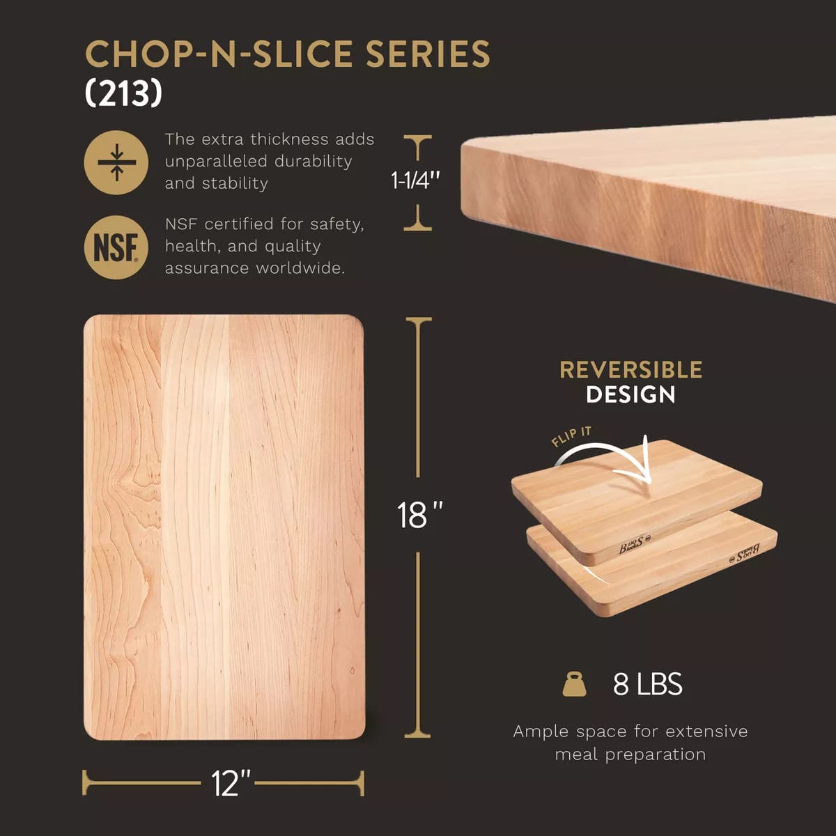 Chop-N-Slice Maple Wood Cutting Board with Eased Corners (MUN-1119494)