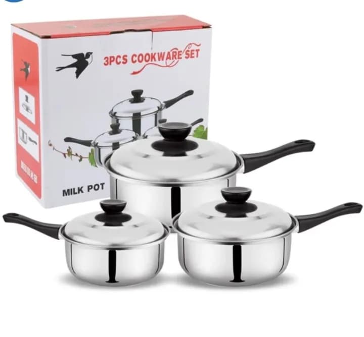 Saucepan Set with Glass Lids Stainless Steel (MUN-1119382)