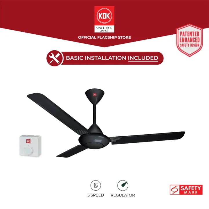 KDK Ceiling Fan -Y56RC Aluminium Blade (Black)