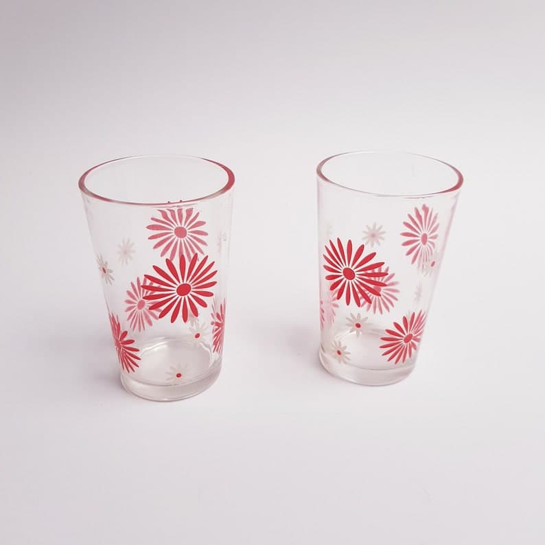 Custom Flower Printed Drinking glass 6pcs  (MUN-1122885)