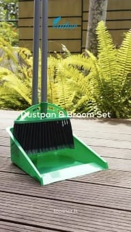 FEATHER DUSTPAN AND BROOM SET WITH 70CM PLASTIC COATED METAL HANDLE (DUS027)