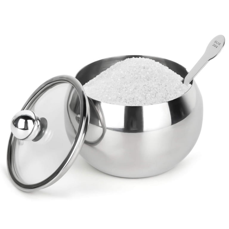 Stainless Steel Sugar Bowl with Lid and Spoon (MUN-1114390)