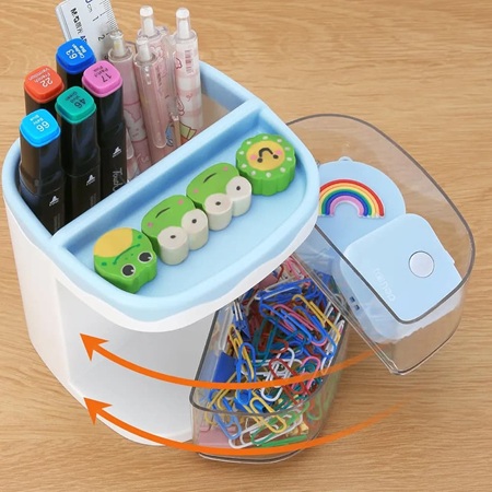 Desk Pencil Pen Holder with Drawer, Desktop Storage Pen Marker Organizers Stationery??Supplies (HOL03