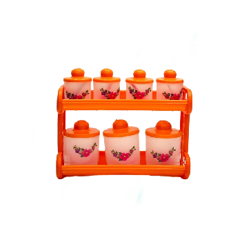  Plastic Spice Containers With??Rack??-??7Pcs (RAK105)
