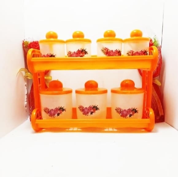  Plastic Spice Containers With??Rack??-??7Pcs (RAK105)