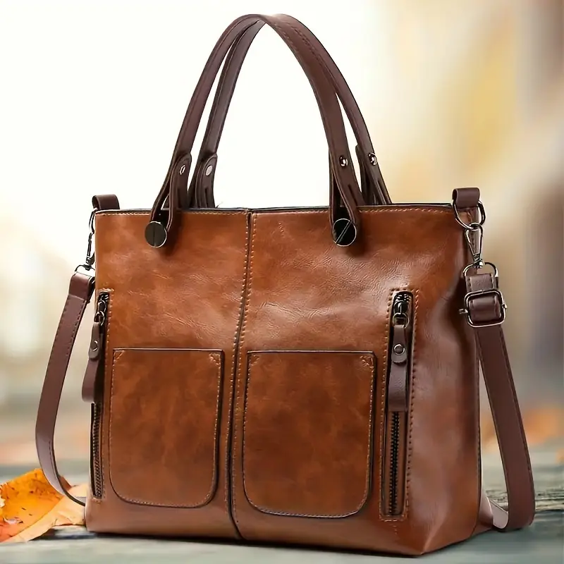 BROWN LEATHER LADIES BAG (TMU105)