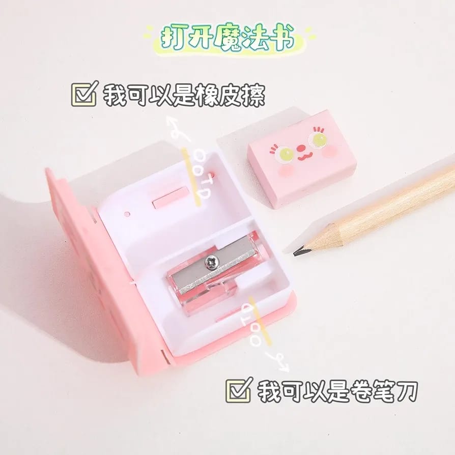 Dual Purpose Pencil Sharpener Eraser-Book eraser(CUT030)