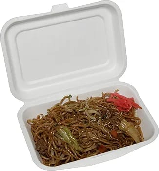 9X6 Bagasse Hinged Container-White(CRI0019)