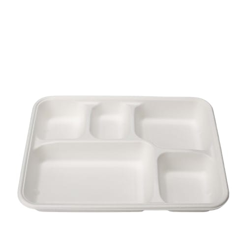5 Compartments Bagasse Container w/lid(CRI0024)