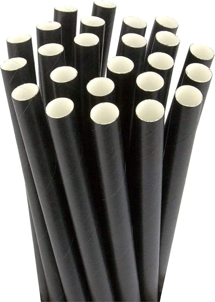 8x8mm Paper Straw-Black-Single Wrapped (100Pcs)(CRI0026)