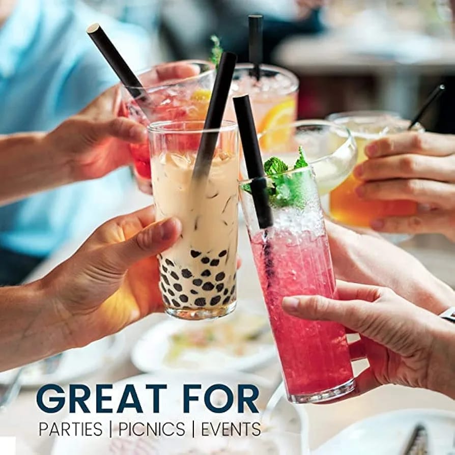 8x8mm Paper Straw-Black-Single Wrapped (100Pcs)(CRI0026)