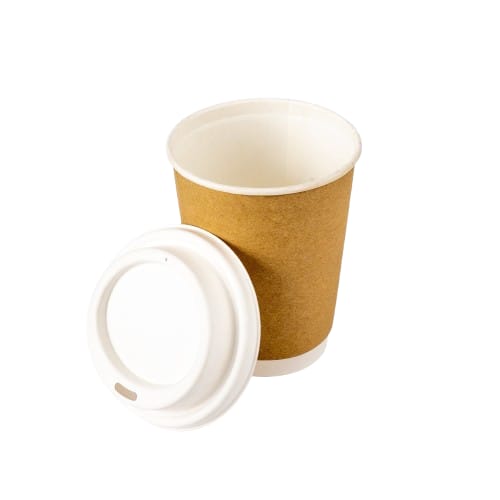 8oz Double Wall Paper Cup-Kraft with Compostable Sipper Lid(CRI0034)