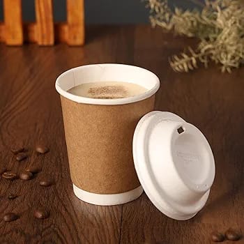8oz Double Wall Paper Cup-Kraft with Compostable Sipper Lid(CRI0034)